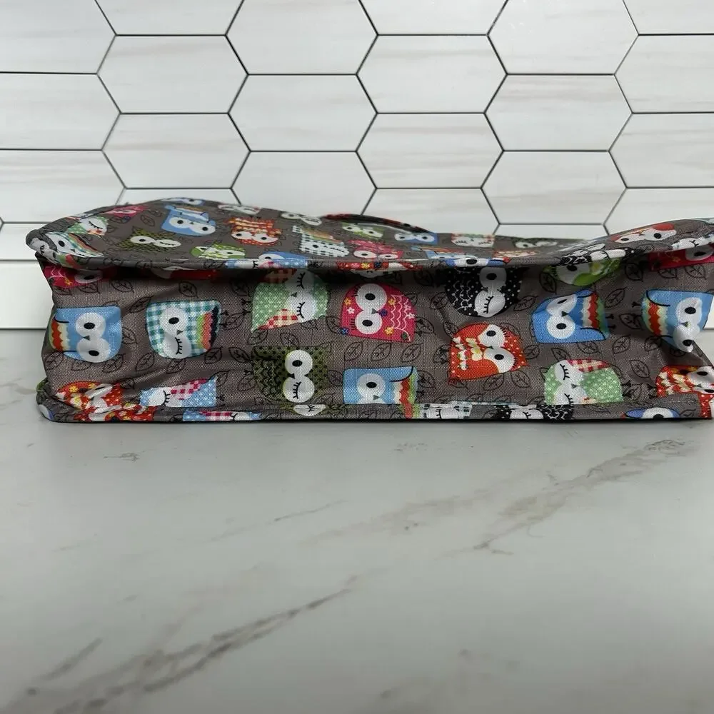 Owl Print Organizer Insert Bag Zipper Pockets Travel Craft Storage